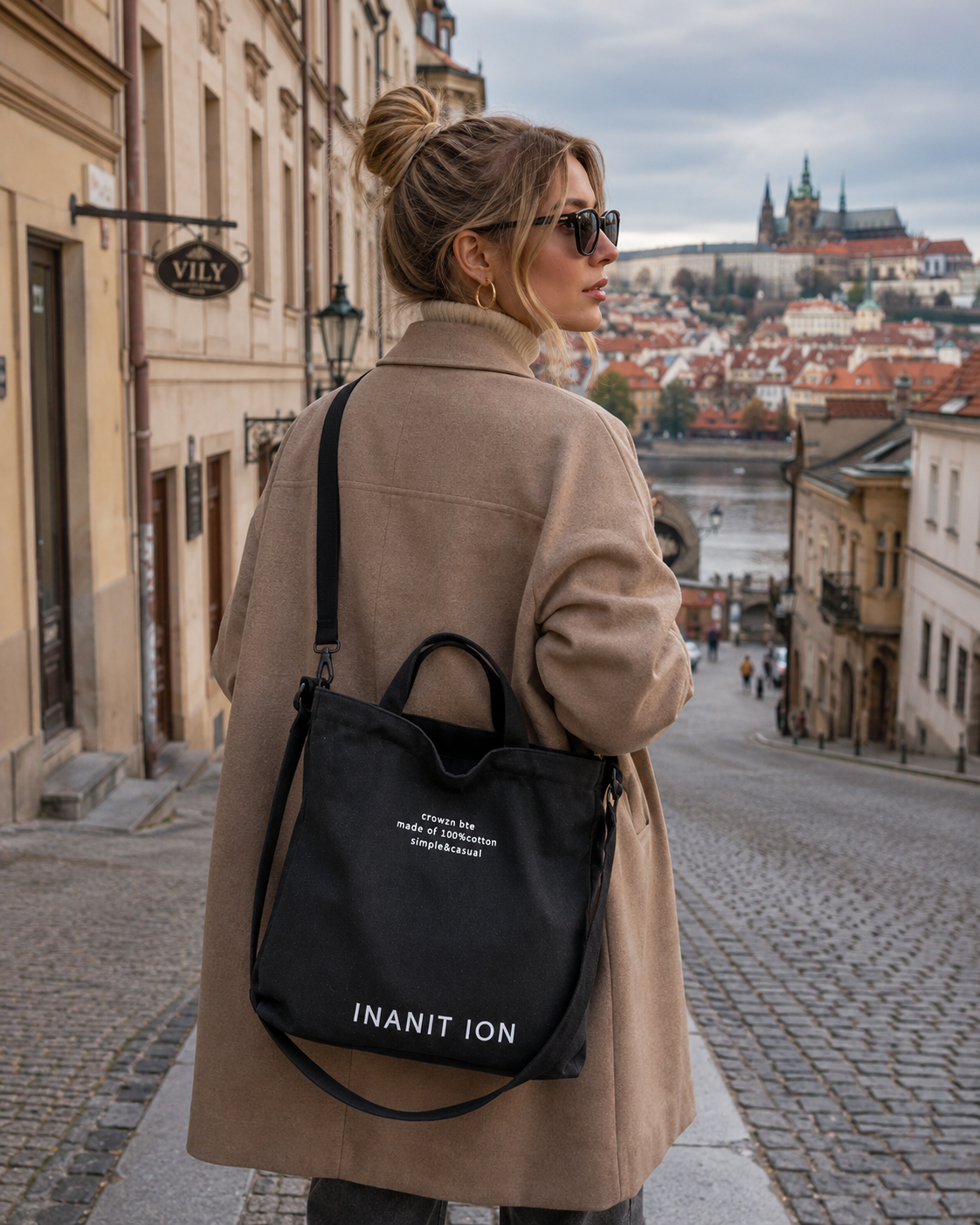 Japanisch inspirierte Premium Canvas Tote Bag für Damen – Große Schultertasche