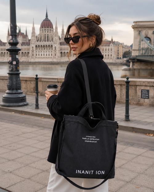 Japanisch inspirierte Premium Canvas Tote Bag für Damen – Große Schultertasche