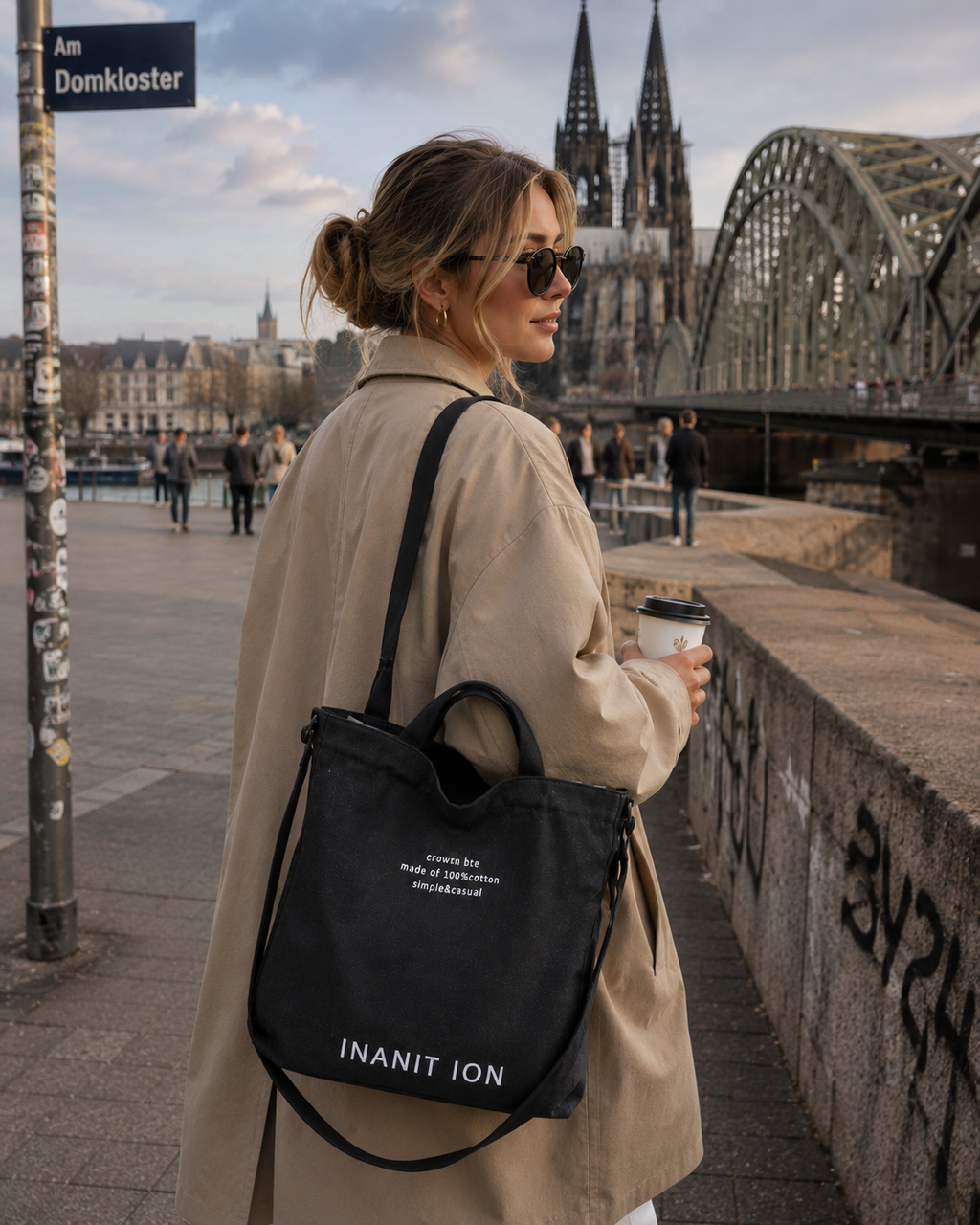 Japanisch inspirierte Premium Canvas Tote Bag für Damen – Große Schultertasche