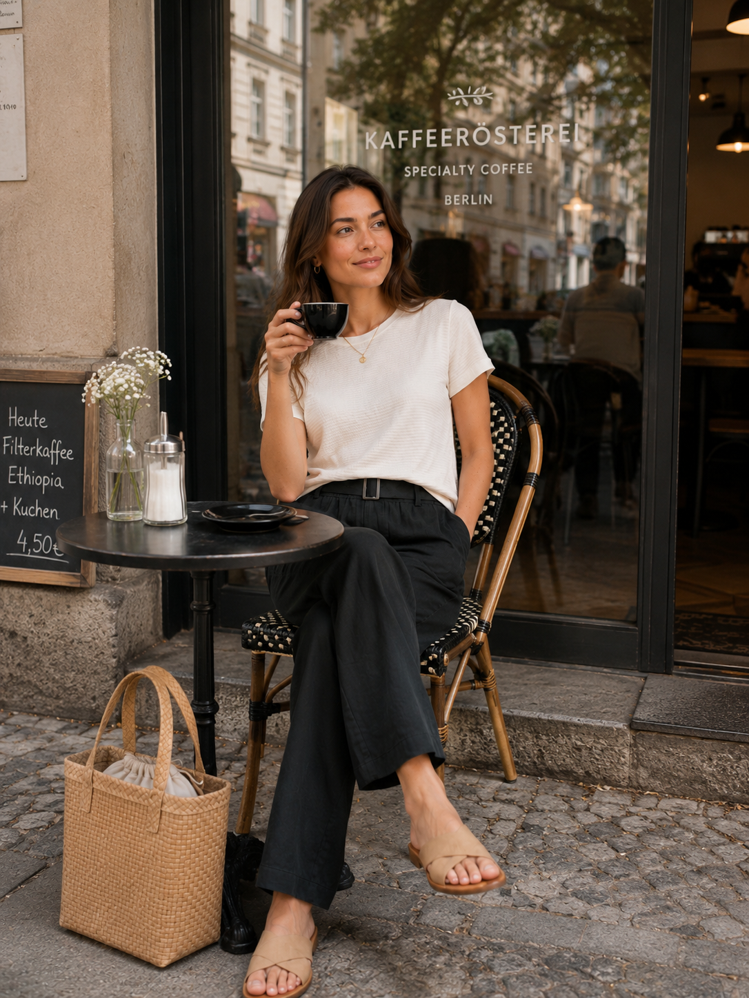 Premium Wide-Leg Viskosehose mit Gürtel